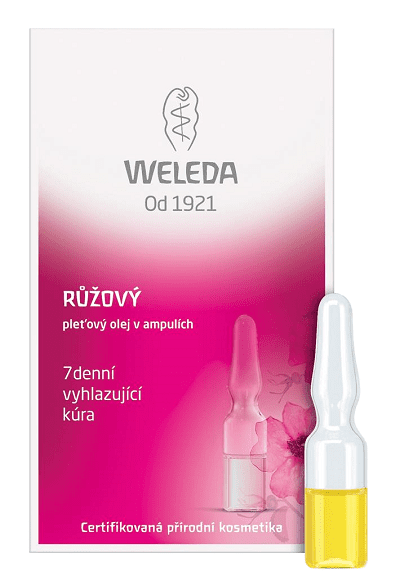 Růžový pleťový olej v ampulích Weleda