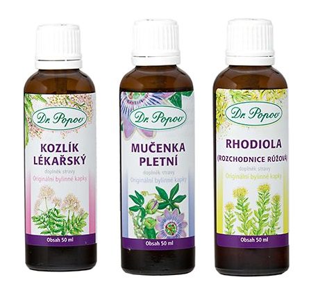 Dr. Popov - bylinné kapky Kozlík lékařský, Mučenka pletní, Rhodiola