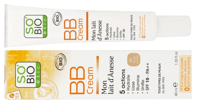 SO'BIO přírodní BB krém s oslím mlékem SPF 10 v odstínu 01 beige lumiére