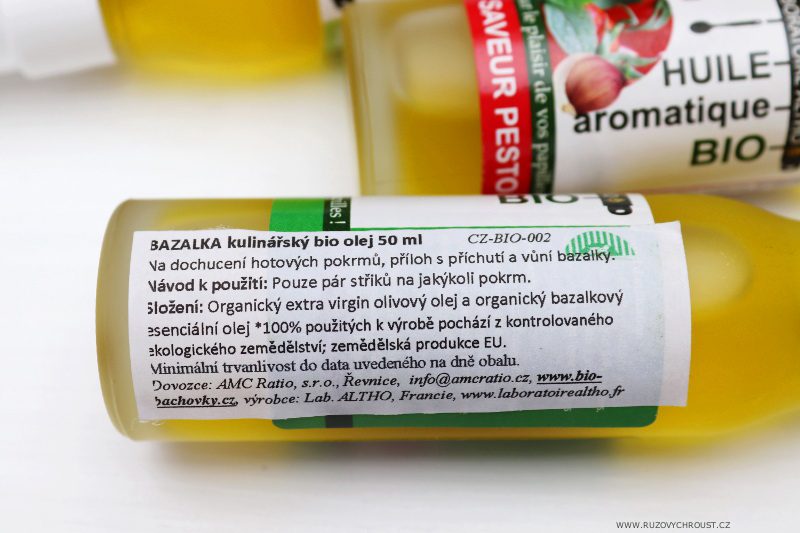 Kulinářské BIO oleje Altho: Bazalka, Tymián a Pesto