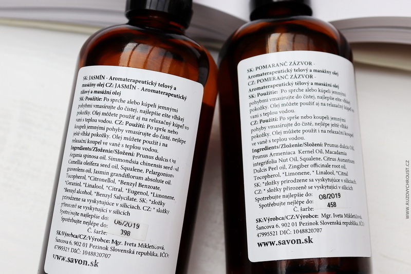 Savon - 2 tělové a masážní oleje (Jasmín a Pomeranč Zázvor)