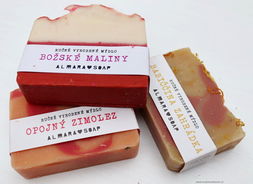 Almara Soap - 3 přírodní mýdla (Božské maliny, Babiččina zahrádka, Opojný zimolez)