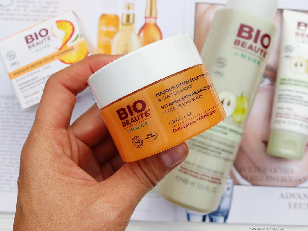 Pleťová řada Nuxe BIO Beauté pro zářivou pleť | peelingový gel, detoxikační maska s vitaminy a micelární voda
