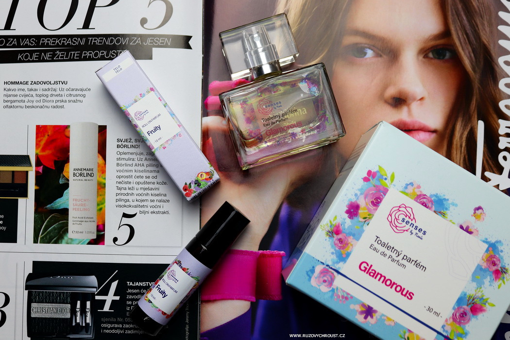 Navia parfémy Senses – toaletní parfém Glamorous a roll-on parfém Fruity (srovnání)