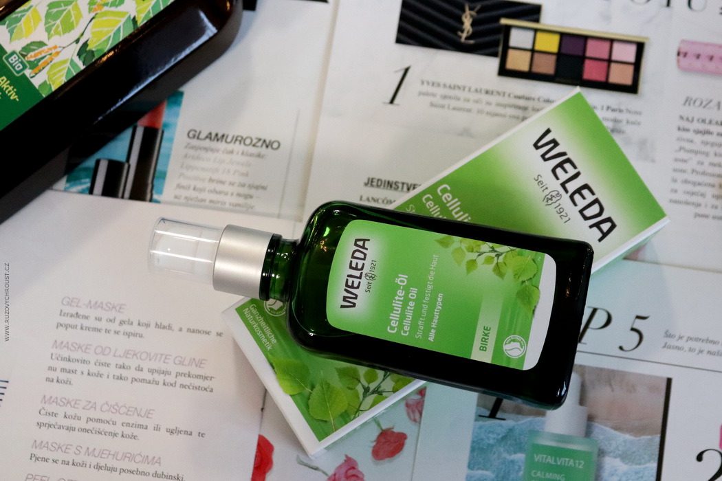 Weleda březový olej na celulitidu, březový sprchový peeling a BIO březová šťáva