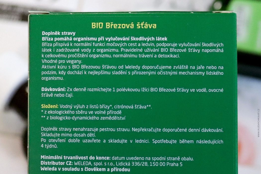 Weleda březový olej na celulitidu, březový sprchový peeling a BIO březová šťáva