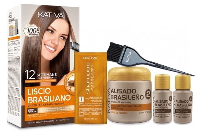 Kativa Brazilian Straightening - set keratinového ošetření s arganovým olejem pro trvalé vyhlazení a narovnání vlasů