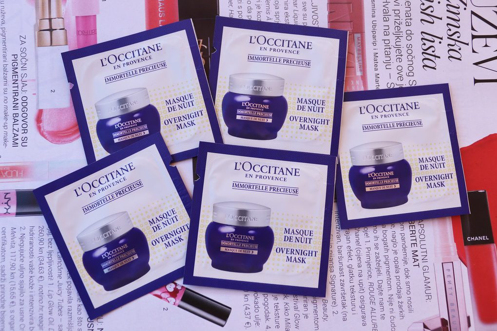 L'Occitane oční Reset sérum + vzorečky řady Slaměnka: esenciální voda, pleťová maska, čisticí pleťový olej a čisticí pěnový krém