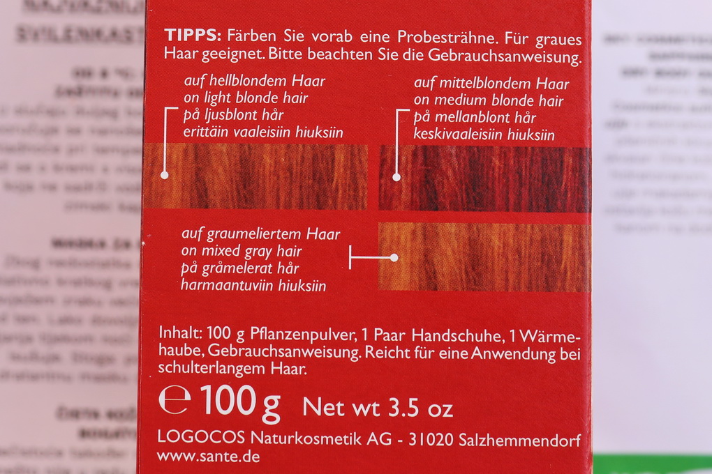 Rostlinná barva na vlasy Sante - odstín Přírodní červená