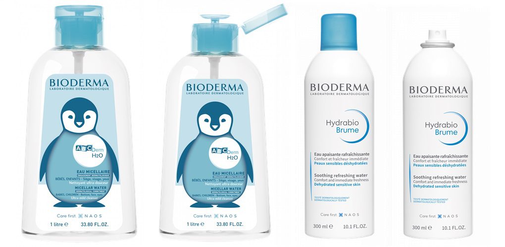 Micelární voda Bioderma ABCDerm H2O a hydratační micelární voda Hydrabio H2O