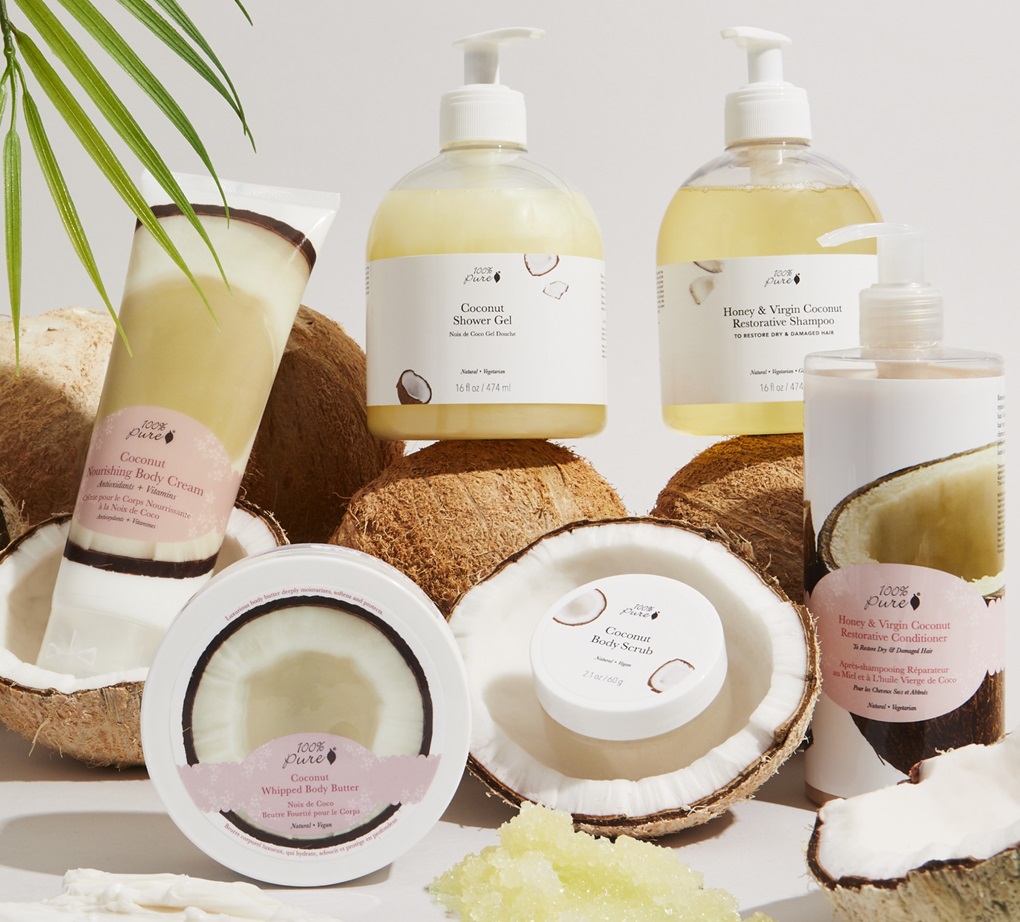 Přírodní vlasová kosmetika 100% Pure. Šampon med/kokos + Kondicionér yuzu/pomelo. 