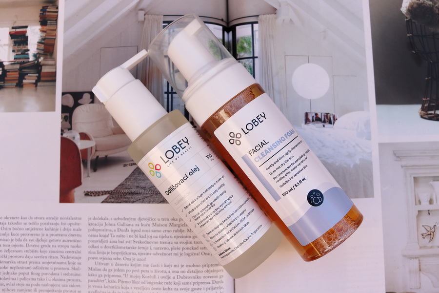 odličovací olej a čisticí pěna Lobey pro dvoufázové odličování