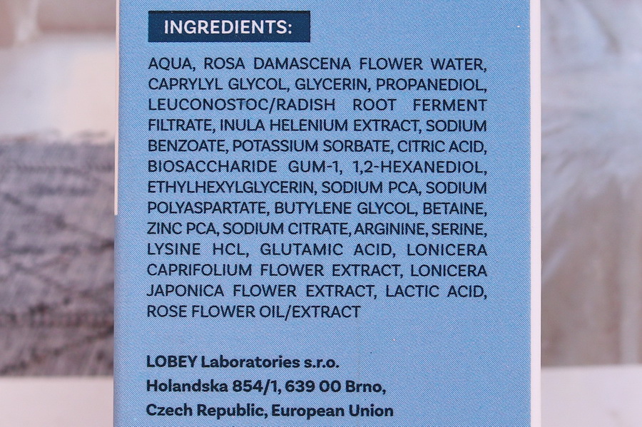 obličejová tonizační mlha Lobey a její složení