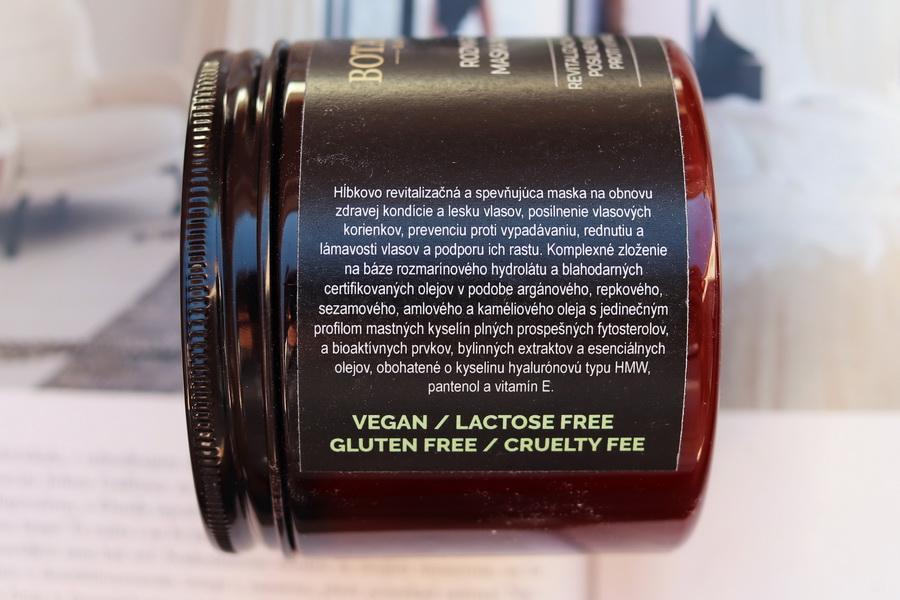 popisek rozmarýnové masky Soaphoria na obale