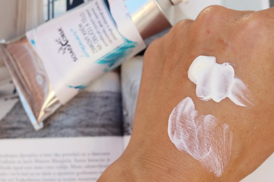 zinkový krém Soaphoria na hřbetu ruky