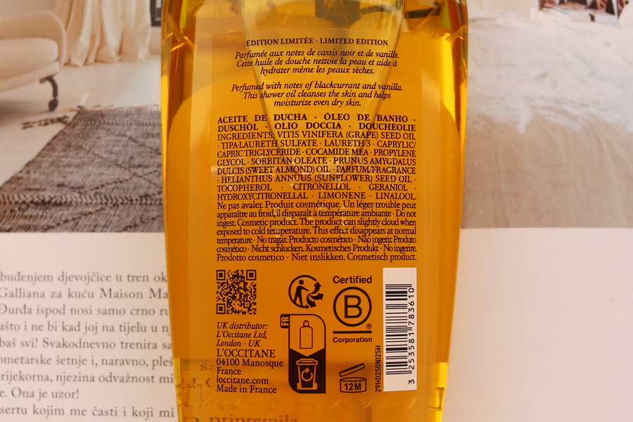 složení sprchového oleje