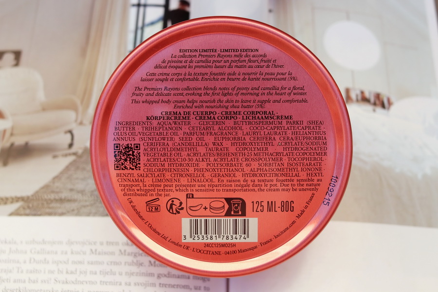 složení tělového krému Premiers Rayons od L'Occitane