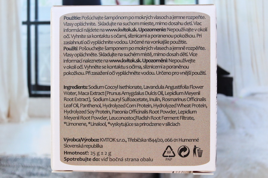 složení šamponu Maca Kvitok