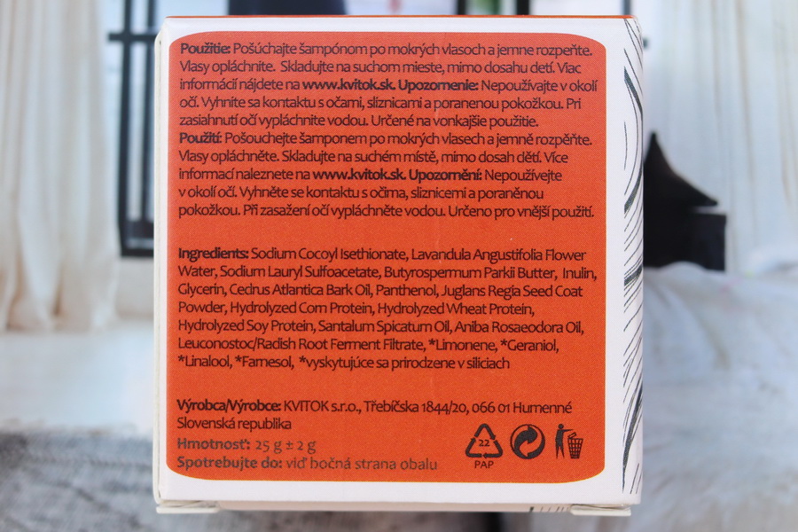 složení šamponu Vzácné dřevo Kvitok