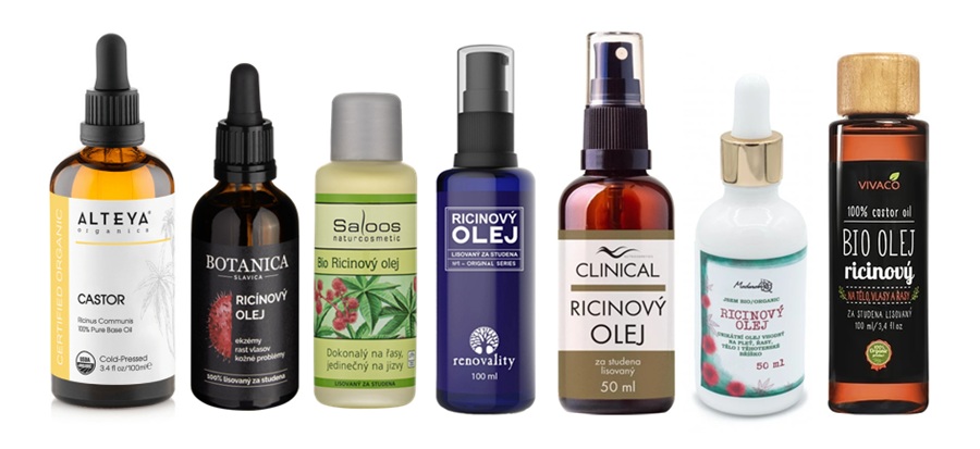 ricinové oleje od různých značek