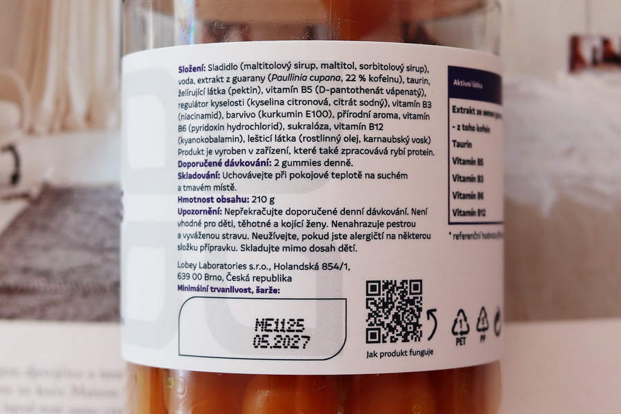 složení Energy Gummies Yobeli