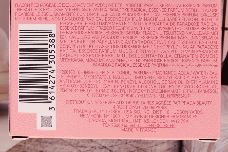 Prada Paradoxe Radical Essence Parfum (recenze) 4 složení parfému