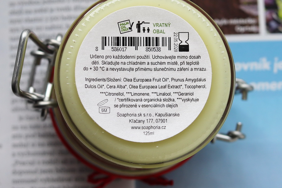 Soaphoria: univerzální balzám Olivovník (recenze) 5 složení univerzálního balzámu Olivovník od Soaphoria