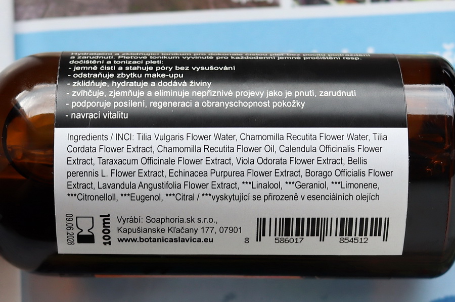 Pleťová tonika Botanica Slavica od Soaphoria: 9 divů plodů, 9 divů květů a 9 divů bylin (3 recenze) 9 9 divů květů - složení tonika