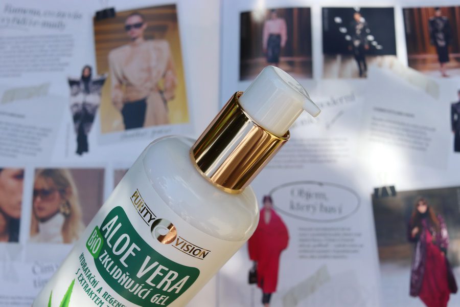 Purity Vision: zklidňující aloe vera gel (recenze) 3 detail balení aloe vera gelu