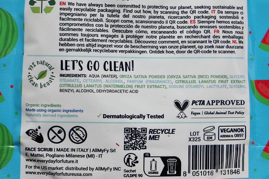 Everyday for Future: rozjasňující peeling Super C a hydratační peeling Splashymelon (2 recenze) 9 složení Splashymelon