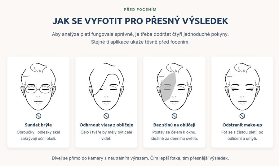 Lobey: Chytrá analýza pleti z pohodlí domova (recenze aplikace) 2 jak se vyfotit