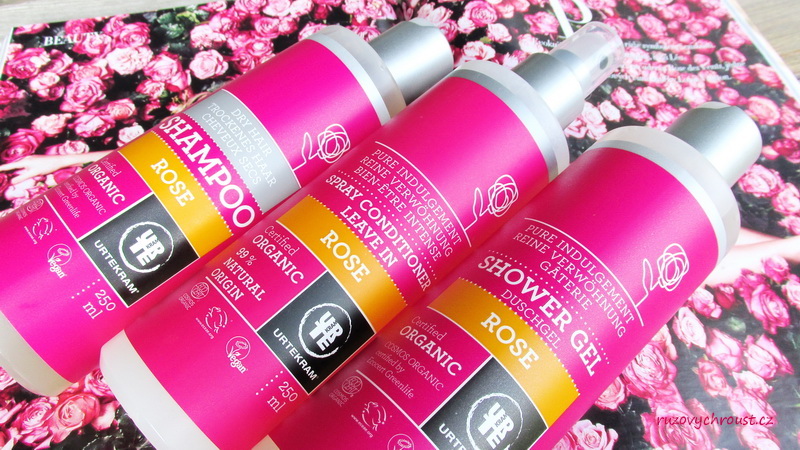 Řada Urtekram Rose pro hydrataci a lesk suchých vlasů | šampon, kondicionér ve spreji a sprchový gel (3 recenze)